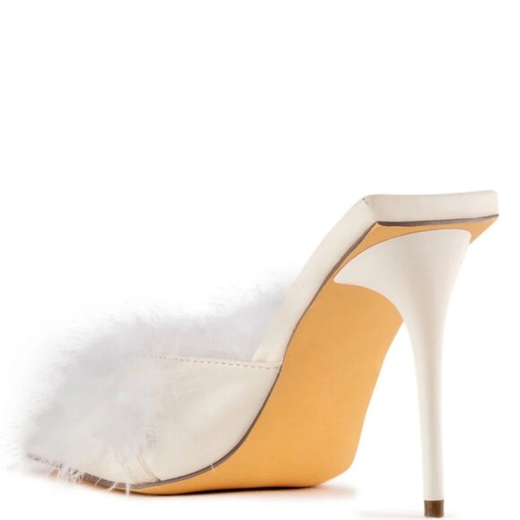 Callie Summer Bling Bride: White Feathered & Flirty Stiletto Heel 7 8 9 10 - Picture 4 of 4